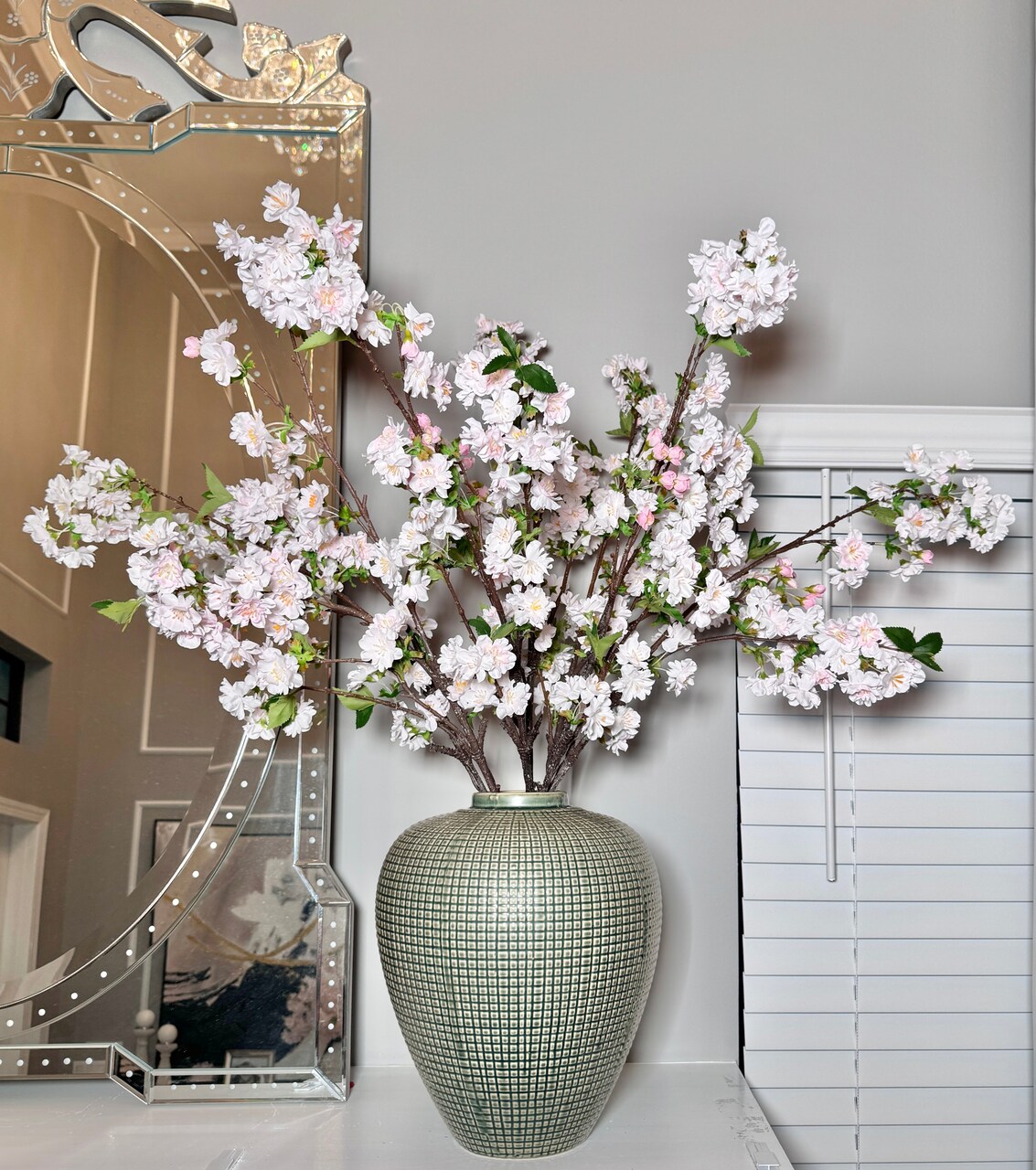 Camilla Faux Light Pink Cherry Blossom Stem 33" Bundle of 3 Realistic Branches